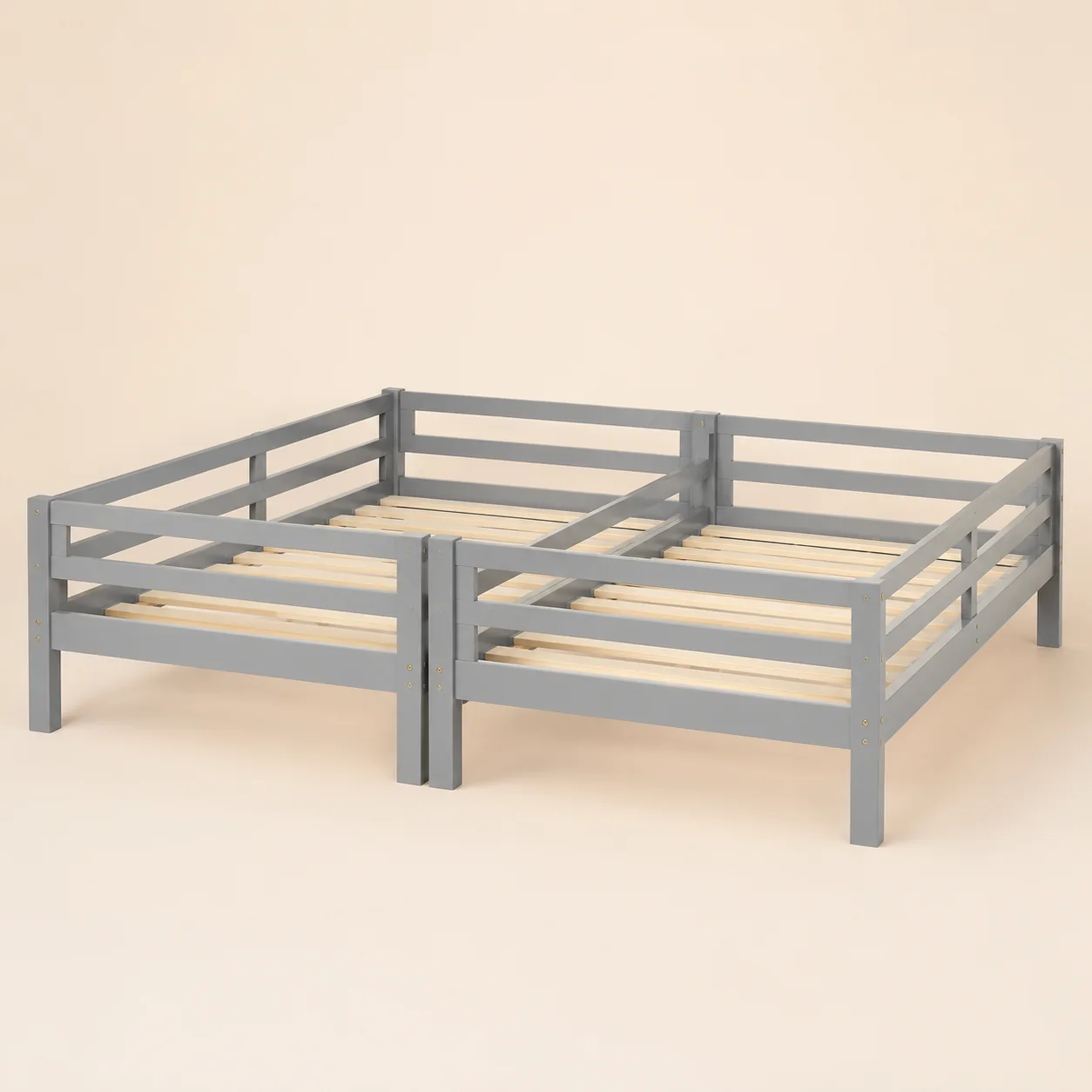 Sovaeli Twin Kids Platform Bed with Guard Rail