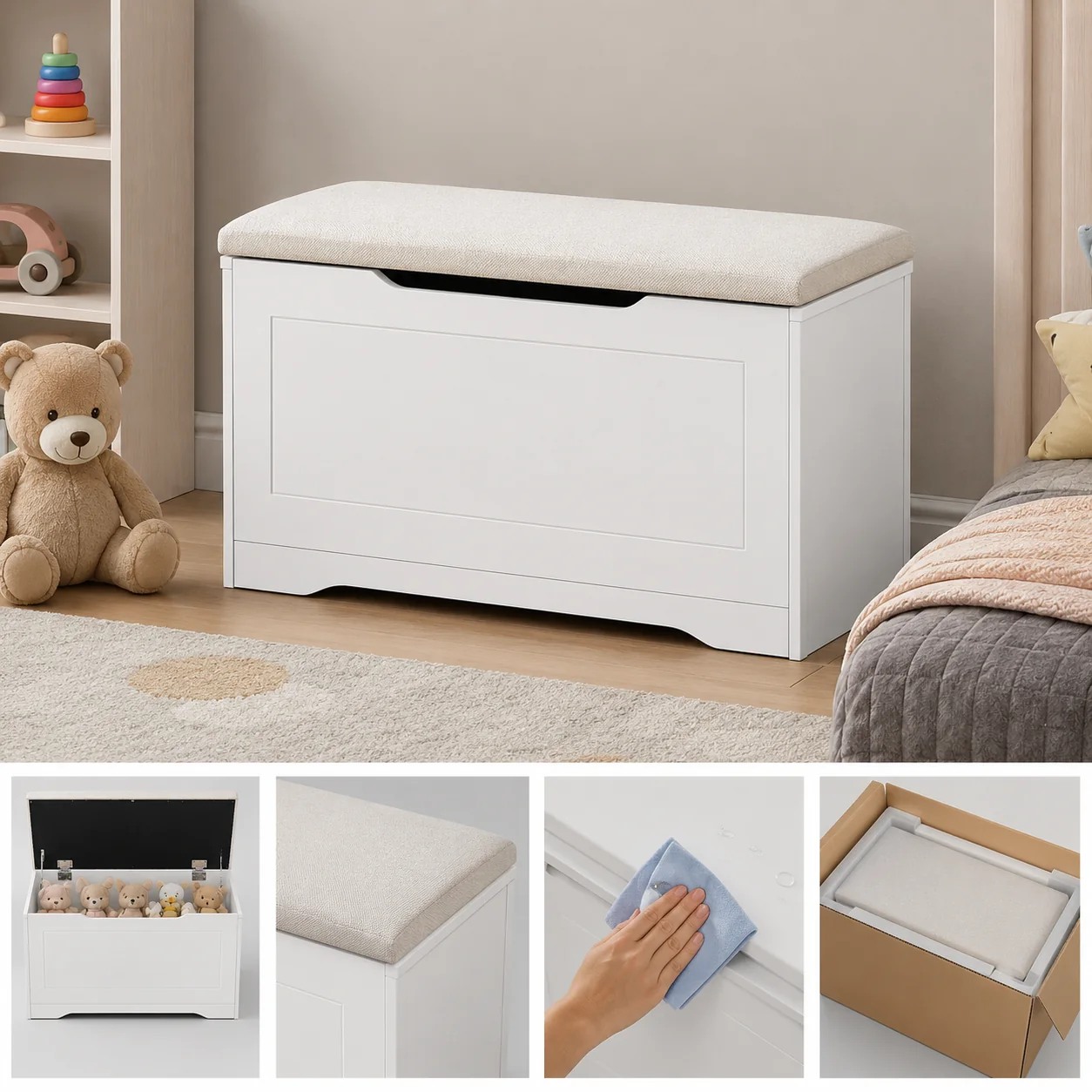 Sovaeli Kids Storage Bench with Cushion - Image 4