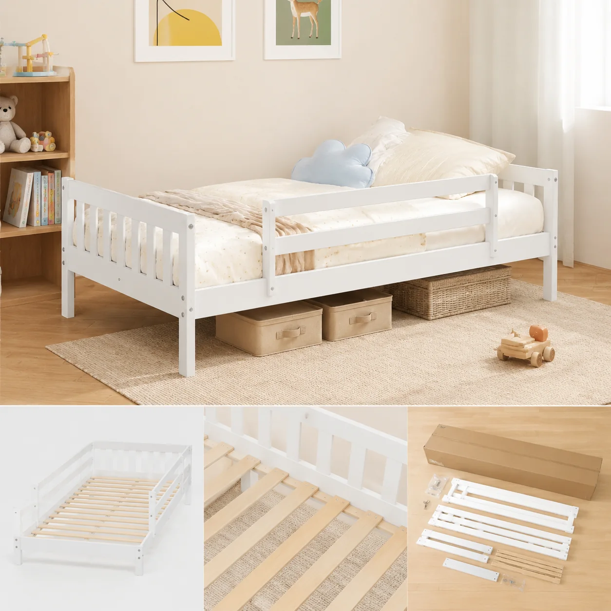 Sovaeli Twin Kids Platform Bed with Guard Rail - Image 4